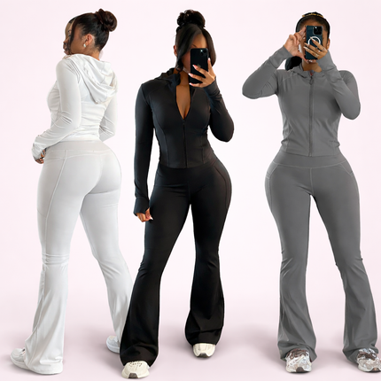Women’s Hooded Tracksuit 2 Piece Set Jacket and Jogger Pants Spring Fall