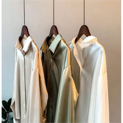 Vintage Satin Sheer Blouse for Women Long Sleeve Elegant Overshirt