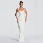 Women's U Neck Backless Fishbone Halter Hip Wrap Summer Evening Party Dress