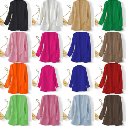 Elegant Solid Color V-Neck Suit Blazer for Women Spring Autumn