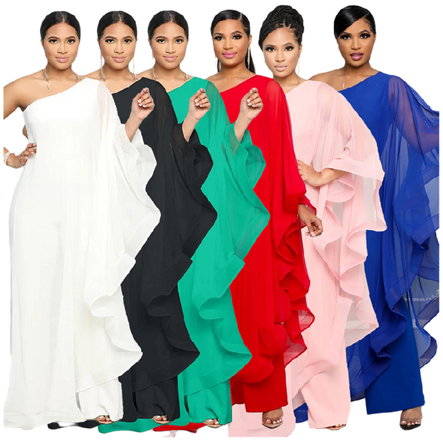 Women One Shoulder Sleeveless Stretchy Chic Casual Jumpsuit