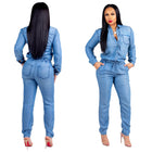 Women’s Stretch Denim Jumpsuit Long Sleeve One Piece Romper