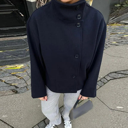 Women’s Elegant Stand Collar Lace-Up Short Jacket | Chic Streetwear