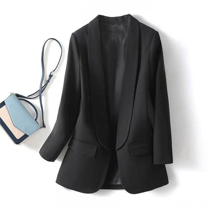 Elegant Solid Color V-Neck Suit Blazer for Women Spring Autumn