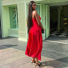 Women’s Summer 2-Piece Skirt Set Strap Top & High-Waist Maxi Skirt Outfit