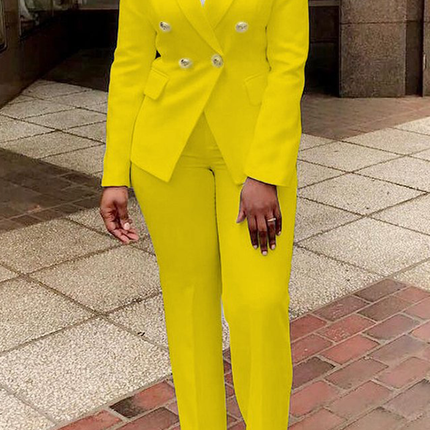 Women’s Elegant Solid Blazer & Pants Suit Set Office Business Wear