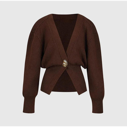 Women's Autumn Winter V-Neck Knit Cardigan Long Sleeve Loose Fit