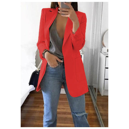 V Neck Long Sleeve Button Cardigan Blazer for Women Office Formal Wear