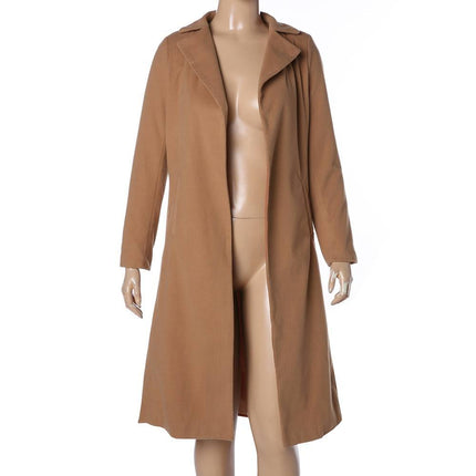 Autumn Long Wool Coat for Women Casual Fashion Ladies Outerwear