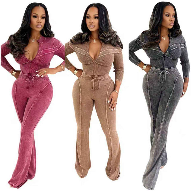 Women Vintage Cotton Crop Jacket & Pants Set | Fall Winter 2-Piece