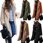 Women's Autumn Winter Teddy Coat Plush Lapel Long Sleeve Warm Coat