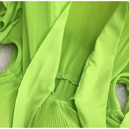 V Neck Puff Sleeve Pleated Blouse for Women Ruffle Lace Up Waist