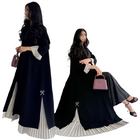 Dubai Open Abaya for Women Pleated Black Islamic Muslim Dress