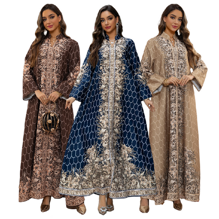 Luxury Rhinestone Embellished Dubai Abaya for Women | Elegant Islamic Dress