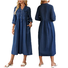Plus Size Denim Shirt Dress for Women | Long Sleeve Casual Office Jeans Dress