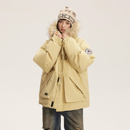 Waterproof Fur Trim Down Parka 90% Duck Down Winter Jacket for Couples