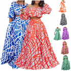 Women’s Printed Two Piece Set Short Top and Maxi Skirt Spring Outfit