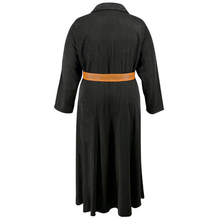 Plus Size Denim Shirt Dress for Women Long Sleeve A Line Jean Dress