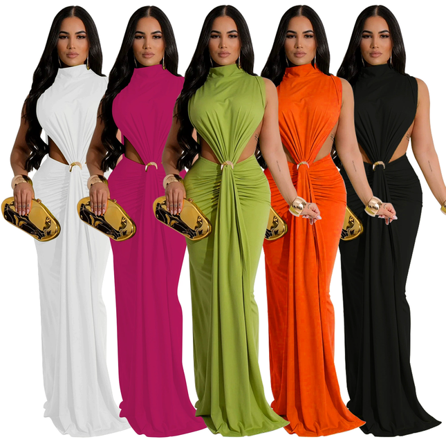 Women’s Elegant Sleeveless Evening Gown with Side Split Party Dress