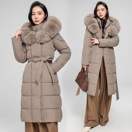 Women’s Winter Long Parka with Big Fur Hood Windproof Warm Coat