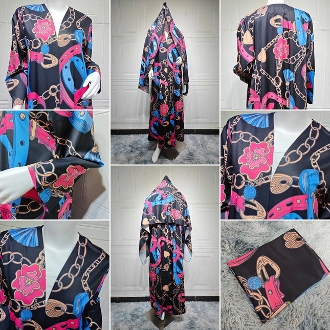 Modest Open Abaya Set for Women | Chiffon Dubai Islamic Dress