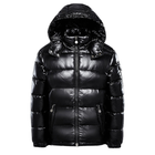 Men's Black Shiny Puffer Jacket Hooded Winter Duck Down Coat Plus Size