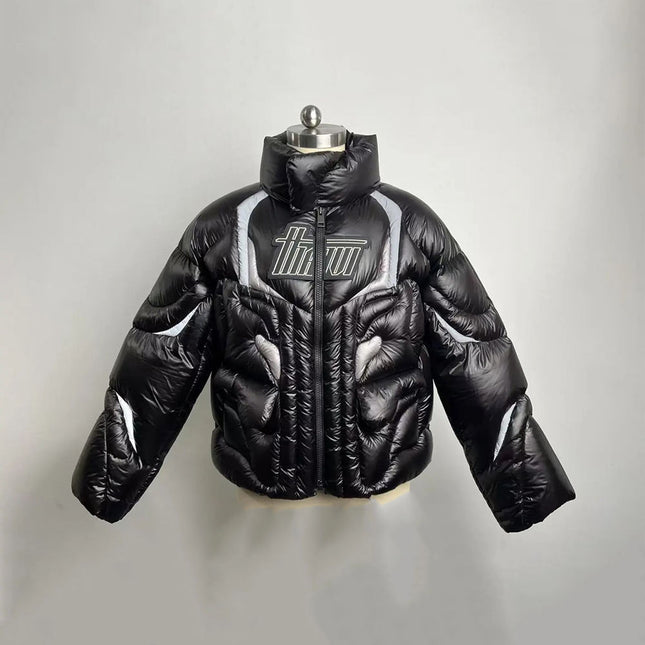 Custom Logo Black Quilted Puffer Jacket Luxury Men's Winter Down Coat