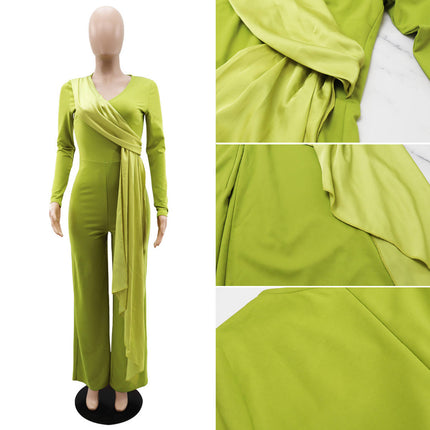 Women’s Long Sleeve V Neck Slim Fit Jumpsuit One Piece Romper