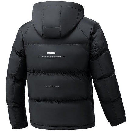 Custom Black Men Puffer Jacket with Hood Winter Quilted Hooded Coat