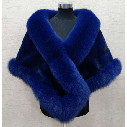 Luxury Faux Fur Bridal Shawl Autumn Winter Warm Mink Fox Collar Cape