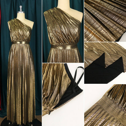 Women’s Backless A-Line Maxi Prom Dress High Waist Pleated Party Gown