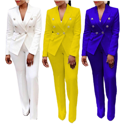 Women’s Elegant Solid Blazer & Pants Suit Set Office Business Wear