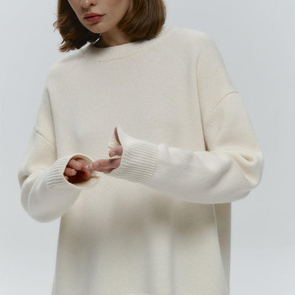 Women's Oversized O-Neck Knit Sweater Loose Warm Autumn Winter Pullover