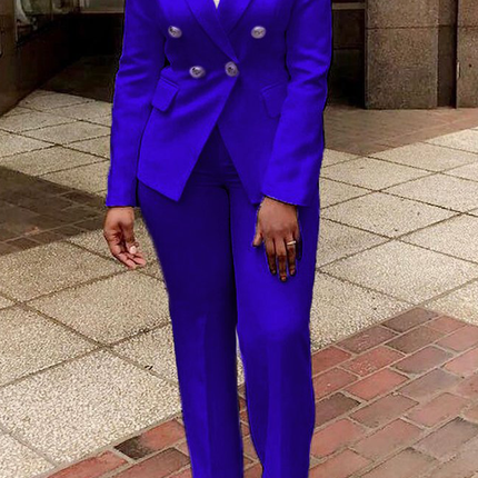 Women’s Elegant Solid Blazer & Pants Suit Set Office Business Wear
