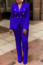 Women’s Elegant Solid Blazer & Pants Suit Set Office Business Wear