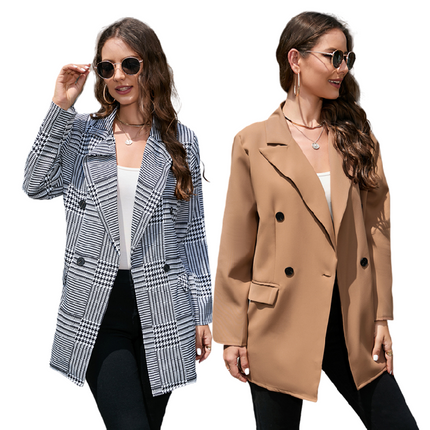 Women’s Double Breasted Trench Blazer Long Sleeve Office Jacket