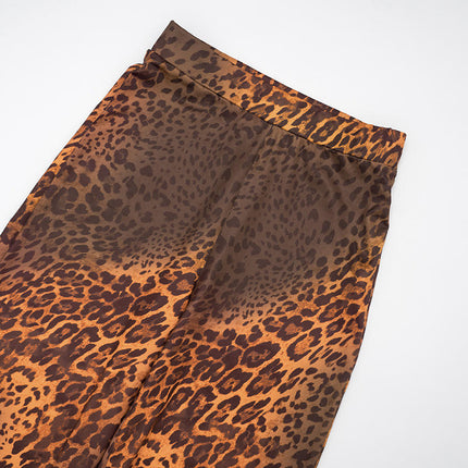 Y2K Women Mesh Print Shirt & Long Pants 2-Piece Casual Streetwear Set