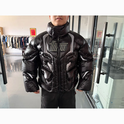Custom Logo Black Quilted Puffer Jacket Luxury Men's Winter Down Coat