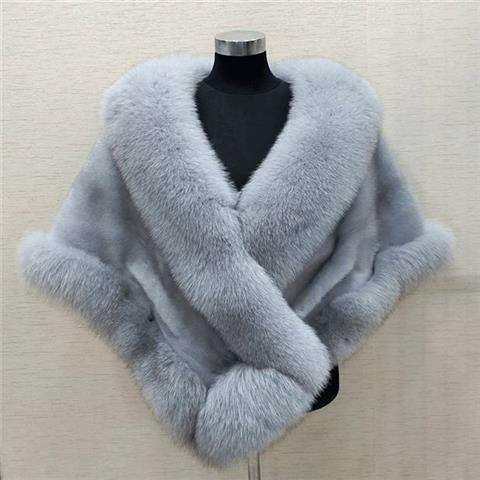 Luxury Faux Fur Bridal Shawl Autumn Winter Warm Mink Fox Collar Cape