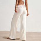 Women's High Waist Loose Fit Wide Leg Hollow Out Knitted Summer Beach Pants
