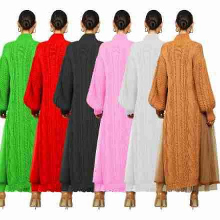 Women's Winter Knitted Sweater Dress Long Sleeve Patchwork Casual