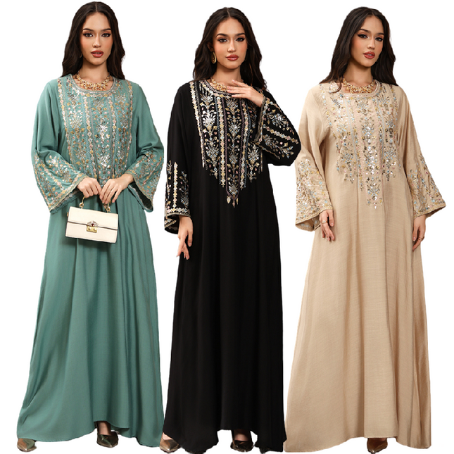 Sequin Embroidered Dubai Abaya for Women | Luxury Islamic Dress