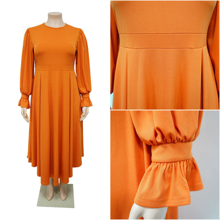 Plus Size Autumn Winter African Dress Long Sleeve O Neck A Line Party