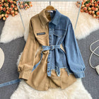Korean Denim Shirt Dress for Women Slim Fit Corduroy Lapel Fall Style