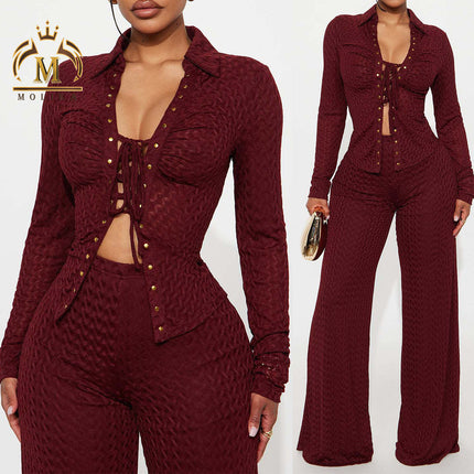 Women’s Patchwork Jacket & Pants Set Elegant 2 Piece Outfit 2026
