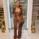 Y2K Women Mesh Print Shirt & Long Pants 2-Piece Casual Streetwear Set