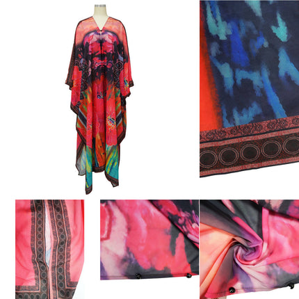 Vintage V-Neck Chiffon Maxi Dress Coat for Women | Casual Long