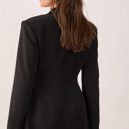 Women's Lapel Long Sleeve Lace Up Blazer Mini Dress Slim Office Party Wear