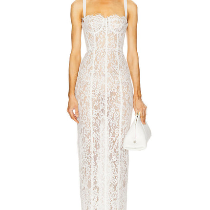 Women's Lace Hollow Out Halter Backless Hip Wrap Evening Party Dress