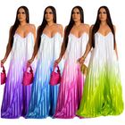 Gradient V-Neck Wide Leg Jumpsuit for Women Elegant One Piece Pantsuit